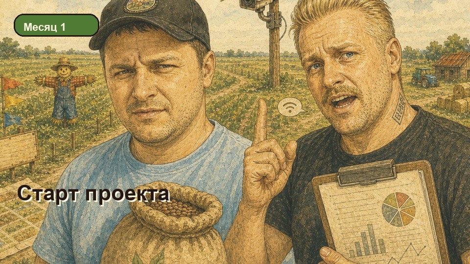 Рисованные Миша и Иванов на поле Affiliate Farm в начале сезона