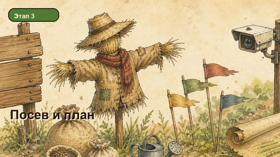 Рисованное пугало, мешки с семенами, карта поля и камера Affiliate Farm